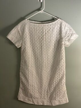 kate spade White Eyelet Shift Dress with Floral Cutwork
